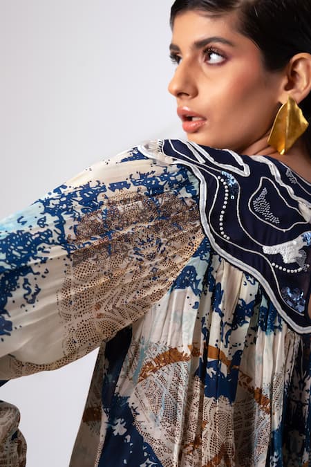 Madder Much Multi Color Silk, Modal Embroidery High Arvo Abstract Paint Print Top Pant Set Online at Aza Fashions Madder Much_Multi Color Silk, Modal Embroidery High Arvo Abstract Paint Print Top Pant Set _Online_at_Aza_Fashions