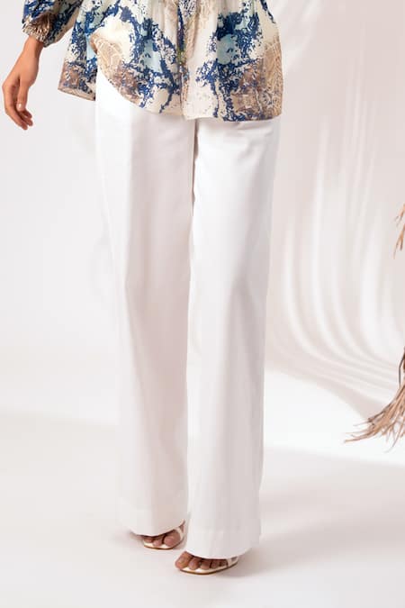 Madder Much Multi Color Silk, Modal Embroidery High Arvo Abstract Paint Print Top Pant Set at Aza Fashions Madder Much_Multi Color Silk, Modal Embroidery High Arvo Abstract Paint Print Top Pant Set _at_Aza_Fashions