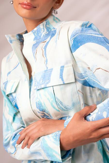 Buy_Madder Much_Multi Color Cotton Brooke Marble Swirl Print Blazer Trouser Set _Online_at_Aza_Fashions