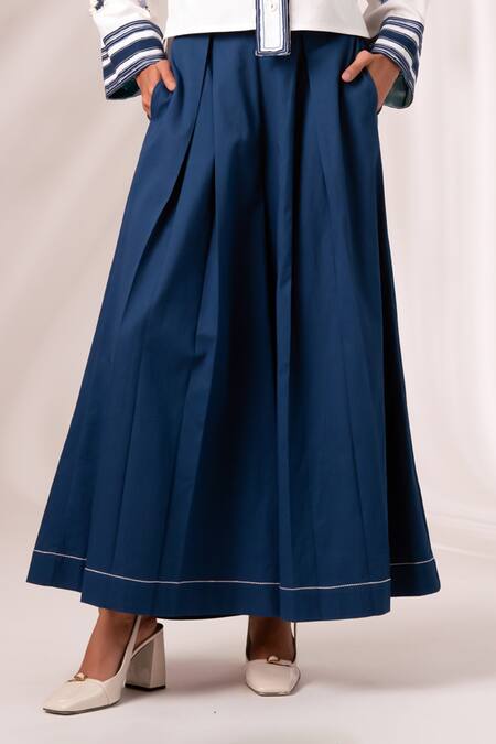 Buy_Madder Much_White Cotton Embroidery, Cosmo Embellished Top With Rico Pleated Culottes 