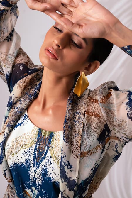 Buy Madder Much Blue Cotton Open Neck Multi Color Abstract Art Print Jacket Trouser Set Online at Aza Fashions Buy_Madder Much_Blue Cotton Open Neck Multi Color Abstract Art Print Jacket Trouser Set _Online_at_Aza_Fashions