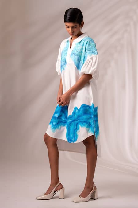 Shop Madder Much Multi Color Cotton, Twill Collared Doris Ripple Effect Midi Dress Online at Aza Fashions Shop_Madder Much_Multi Color Cotton, Twill Collared Doris Ripple Effect Midi Dress _Online_at_Aza_Fashions