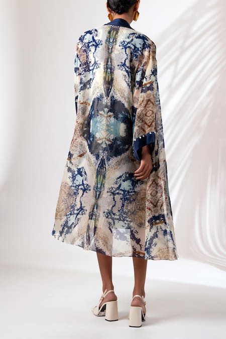 Shop Madder Much Multi Color Organza, Cotton Sequins Boat Fogo Abstract Print Jacket With Dress at Aza Fashions Shop_Madder Much_Multi Color Organza, Cotton Sequins Boat Fogo Abstract Print Jacket With Dress _at_Aza_Fashions