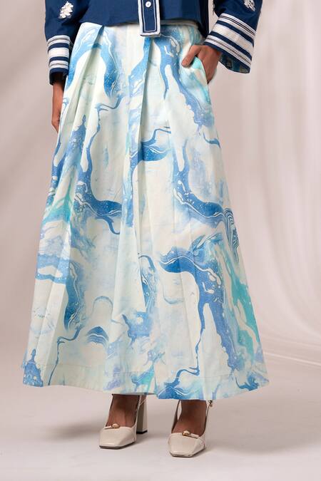 Madder Much White Cotton Sequins Cosmo Bloom Embellished Top With Rico Pleated Culottes at Aza Fashions Madder Much_White Cotton Sequins Cosmo Bloom Embellished Top With Rico Pleated Culottes _at_Aza_Fashions