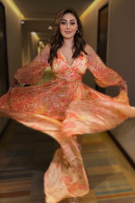 Buy Mandira Wirk Resort Multi Color Chiffon Halter Neck Multicolored Maxi Dress Buy_Mandira Wirk Resort_Multi Color Chiffon Halter Neck Multicolored Maxi Dress