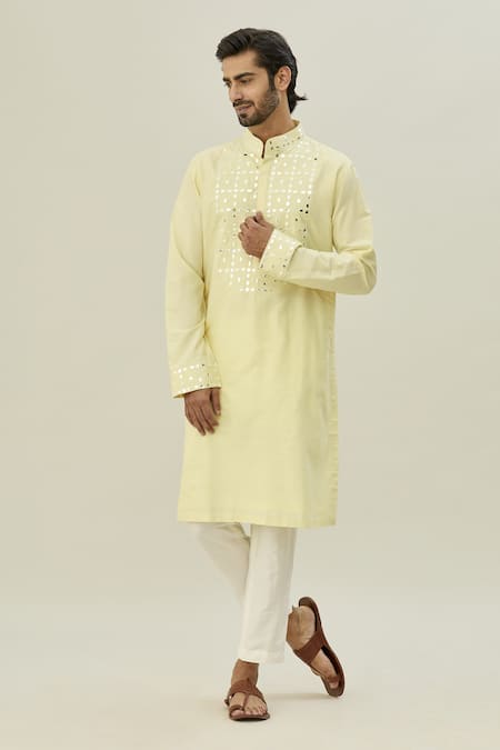 DiyaRajvvir Self Diamond Acrylic Embroidered Kurta & Pant Set 