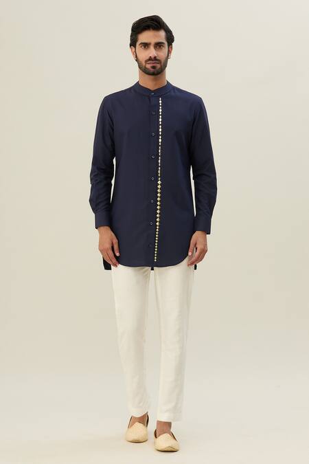 Buy Diyarajvvir Blue Cotton, Silk Embroidery Acrylic Jacket Kurta Set Buy_Diyarajvvir_Blue Cotton, Silk Embroidery Acrylic Jacket Kurta Set