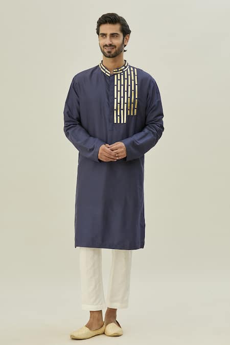 Buy Diyarajvvir Blue Cotton, Silk Embroidery Acrylic Kurta And Pant Set Online at Aza Fashions Buy_Diyarajvvir_Blue Cotton, Silk Embroidery Acrylic Kurta And Pant Set _Online_at_Aza_Fashions