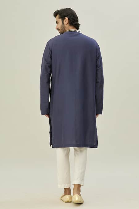 Shop Diyarajvvir Blue Cotton, Silk Embroidery Acrylic Kurta And Pant Set at Aza Fashions Shop_Diyarajvvir_Blue Cotton, Silk Embroidery Acrylic Kurta And Pant Set _at_Aza_Fashions