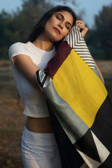 Aeshaane Multi Color Hand Block Printed Silk Scarf Online at Aza Fashions Aeshaane_Multi Color Hand Block Printed Silk Scarf _Online_at_Aza_Fashions