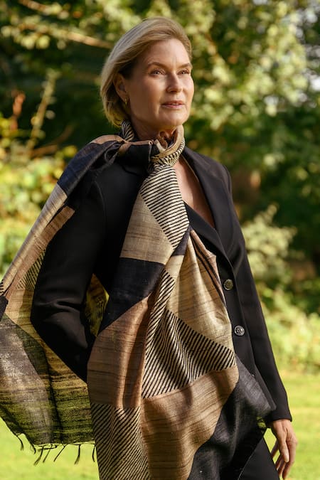 Aeshaane Silk Hand Block Print Scarf 