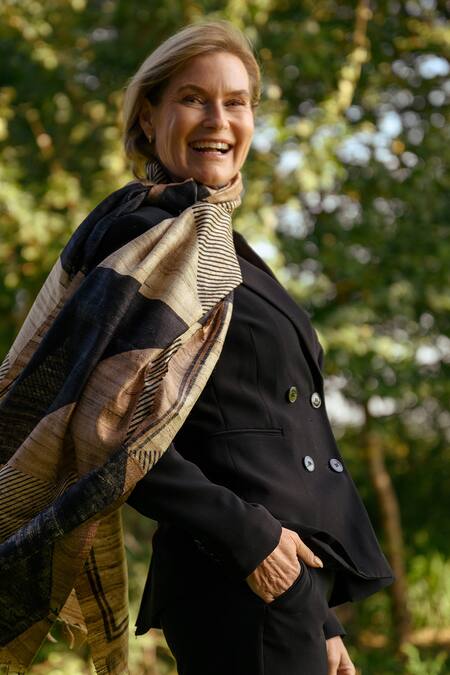 Aeshaane Silk Hand Block Print Scarf 