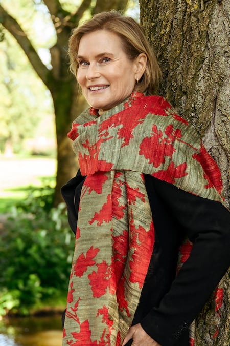 Aeshaane Handmade Silk Floral Print Scarf 