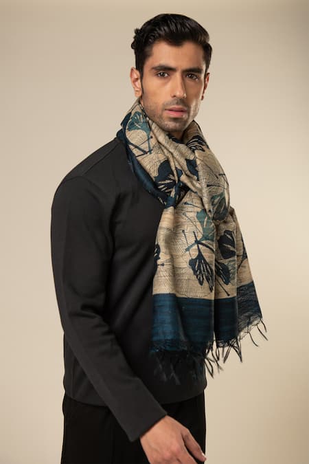 Aeshaane Silk Floral Woven Scarf 