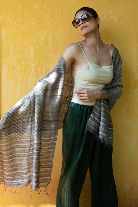 Aeshaane Silk Polka Dot Woven Scarf 