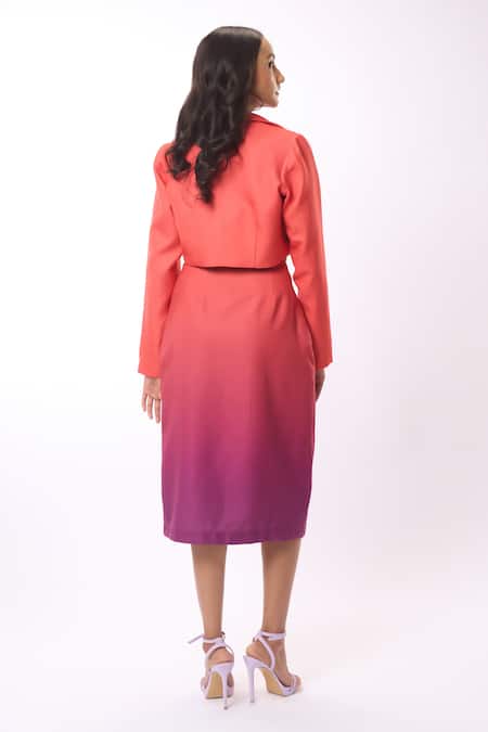 Shop Verano By Tanya Orange Linen Alyssa Solid Crop Blazer at Aza Fashions Shop_Verano By Tanya_Orange Linen Alyssa Solid Crop Blazer _at_Aza_Fashions