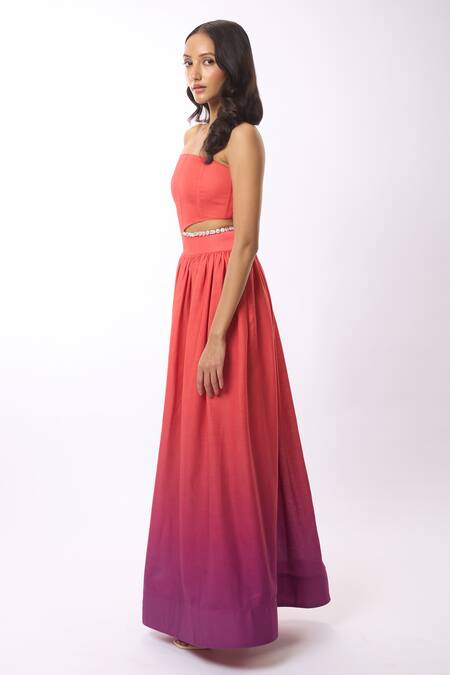 Verano By Tanya Multi Color Linen Alyssa Ombre Maxi Skirt Online at Aza Fashions Verano By Tanya_Multi Color Linen Alyssa Ombre Maxi Skirt _Online_at_Aza_Fashions