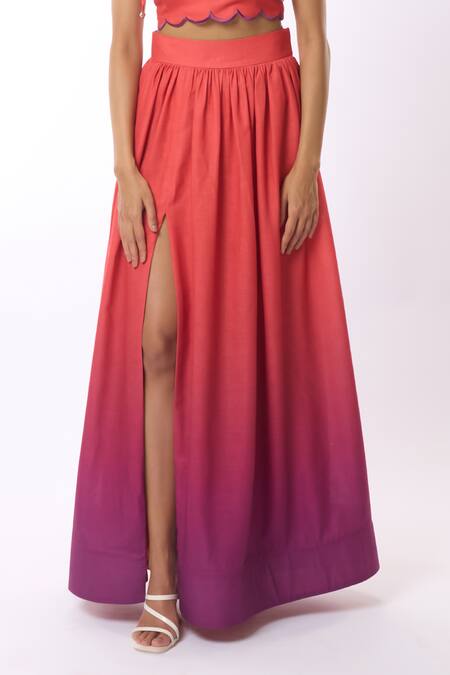 Shop Verano By Tanya Multi Color Linen Alyssa Ombre Maxi Skirt Online at Aza Fashions Shop_Verano By Tanya_Multi Color Linen Alyssa Ombre Maxi Skirt _Online_at_Aza_Fashions