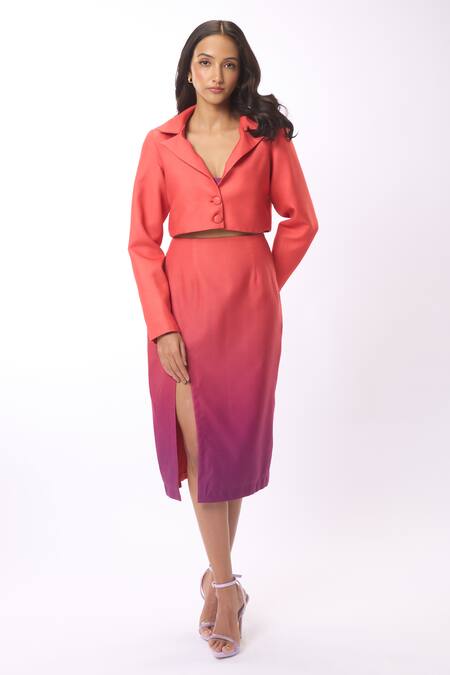 Shop Verano By Tanya Multi Color Linen Alyssa Ombre Midi Skirt Online at Aza Fashions Shop_Verano By Tanya_Multi Color Linen Alyssa Ombre Midi Skirt _Online_at_Aza_Fashions