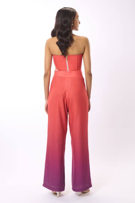 Shop Verano By Tanya Multi Color Linen Alyssa Ombre Trouser at Aza Fashions Shop_Verano By Tanya_Multi Color Linen Alyssa Ombre Trouser _at_Aza_Fashions