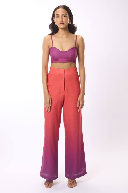 Verano By Tanya Multi Color Linen Alyssa Ombre Trouser Online at Aza Fashions Verano By Tanya_Multi Color Linen Alyssa Ombre Trouser _Online_at_Aza_Fashions
