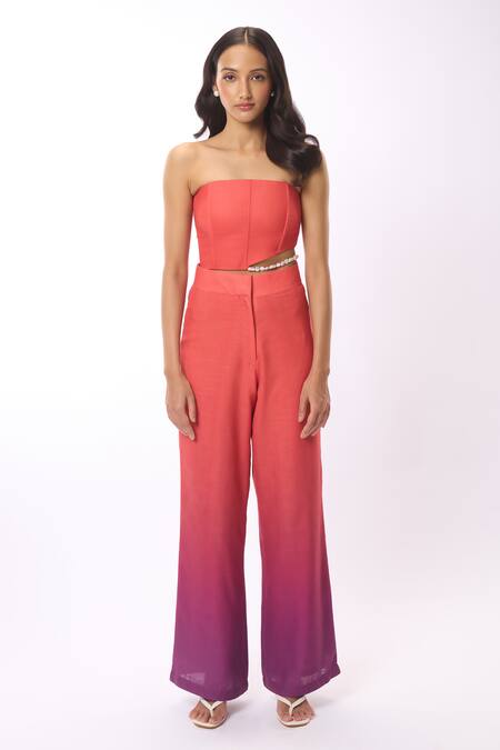 Buy Verano By Tanya Multi Color Linen Alyssa Ombre Trouser Buy_Verano By Tanya_Multi Color Linen Alyssa Ombre Trouser