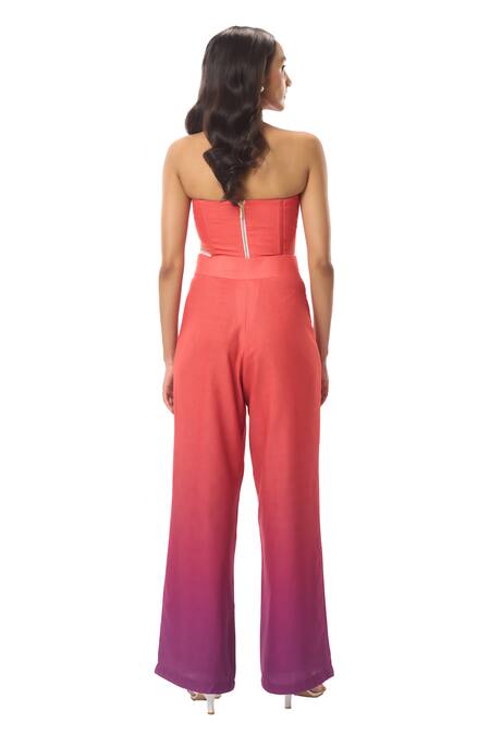 Shop Verano By Tanya Multi Color Linen Alyssa Ombre Trouser Shop_Verano By Tanya_Multi Color Linen Alyssa Ombre Trouser