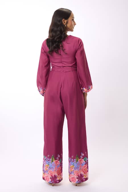Verano By Tanya Cynthia Rose Print Jumpsuit With Belt 