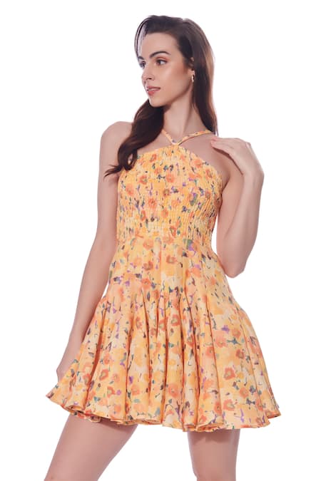 Verano By Tanya Yellow Linen Halter Neck Freya Dress Online at Aza Fashions Verano By Tanya_Yellow Linen Halter Neck Freya Dress _Online_at_Aza_Fashions