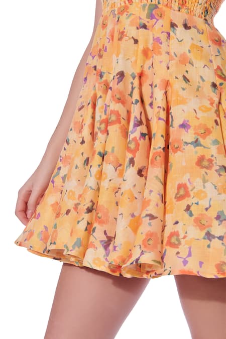 Shop Verano By Tanya Yellow Linen Halter Neck Freya Dress Online at Aza Fashions Shop_Verano By Tanya_Yellow Linen Halter Neck Freya Dress _Online_at_Aza_Fashions