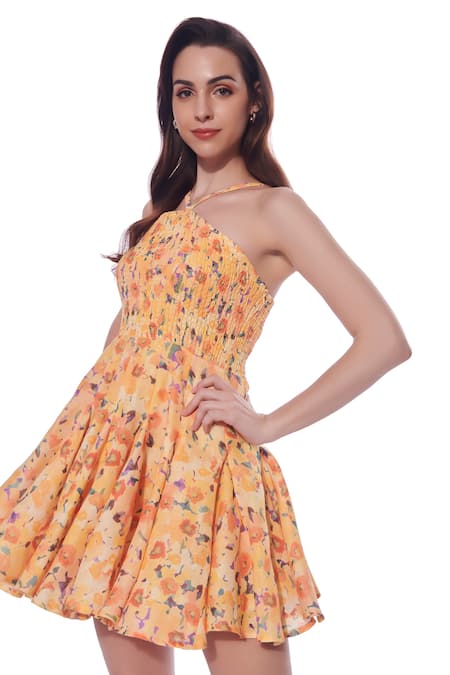 Verano By Tanya Yellow Linen Halter Neck Freya Dress at Aza Fashions Verano By Tanya_Yellow Linen Halter Neck Freya Dress _at_Aza_Fashions