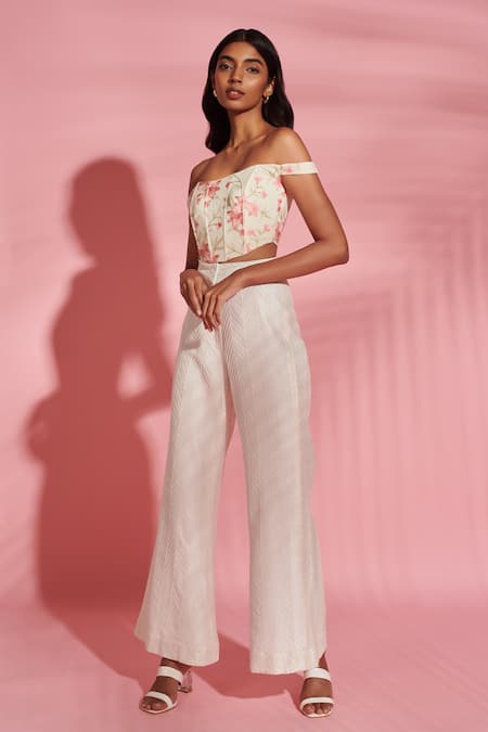 Shop Verano By Tanya Multi Color Cotton Embroidery Off-shoulder Lyla Floral Corset at Aza Fashions Shop_Verano By Tanya_Multi Color Cotton Embroidery Off-shoulder Lyla Floral Corset _at_Aza_Fashions