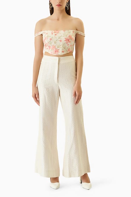 Verano By Tanya_Multi Color Cotton Embroidery Off-shoulder Lyla Floral Corset _at_Aza_Fashions