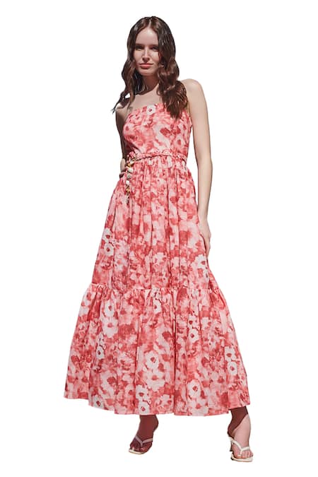 Verano By Tanya Red Linen Chains Open Neck Lucia Maxi Dress at Aza Fashions Verano By Tanya_Red Linen Chains Open Neck Lucia Maxi Dress _at_Aza_Fashions