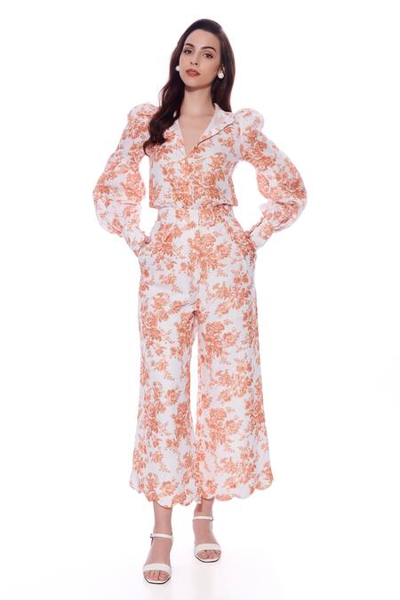 Shop Verano By Tanya Yellow Linen Embroidery Mandarin Collar Magnolia Floral Print Shirt Online at Aza Fashions Shop_Verano By Tanya_Yellow Linen Embroidery Mandarin Collar Magnolia Floral Print Shirt _Online_at_Aza_Fashions