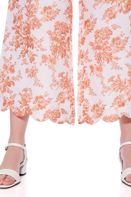 Buy Verano By Tanya Yellow Linen Magnolia Floral Print Trouser Online at Aza Fashions Buy_Verano By Tanya_Yellow Linen Magnolia Floral Print Trouser _Online_at_Aza_Fashions