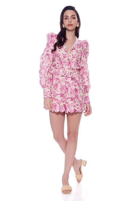 Verano by Tanya Ixia Button Down Floral Toile Print Shirt 