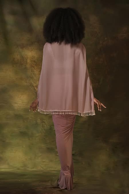 Archana Kochhar Pastel Tasselled Jacket Set With Embroidered Blouse 