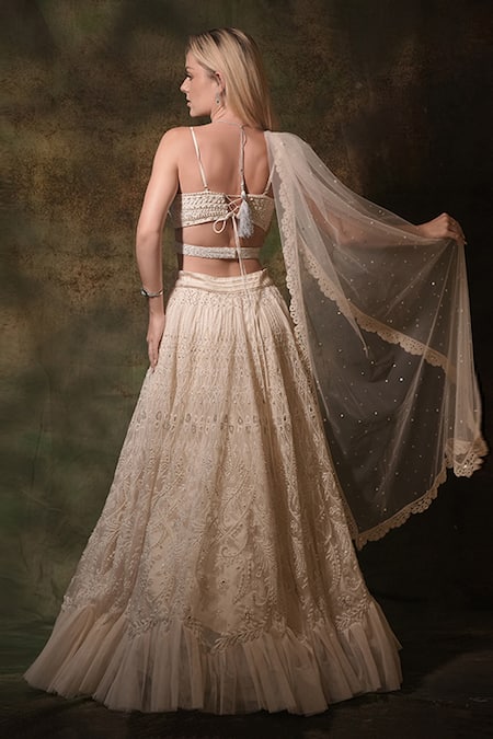 Archana Kochhar Ivory Net, Organza Pearls, Sequins, Stones, Embroidery Hand Blouse Lehenga Set Online at Aza Fashions Archana Kochhar_Ivory Net, Organza Pearls, Sequins, Stones, Embroidery Hand Blouse Lehenga Set _Online_at_Aza_Fashions