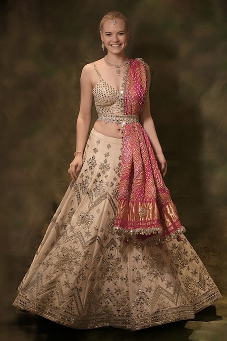 Archana Kochhar Mirror Embroidered Lehenga Set 