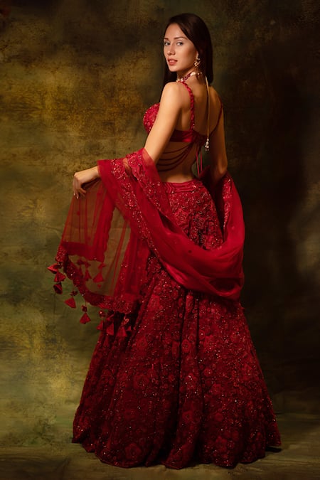 Archana Kochhar Floral Hand Embroidered Lehenga Set 