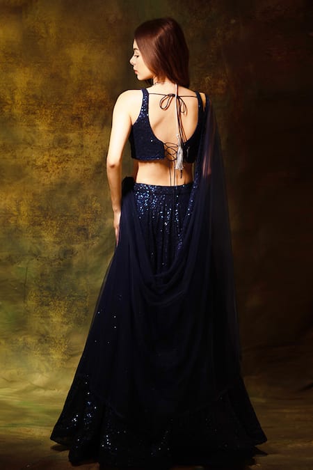 Archana Kochhar Sequins Embroidered Blouse Lehenga Set 