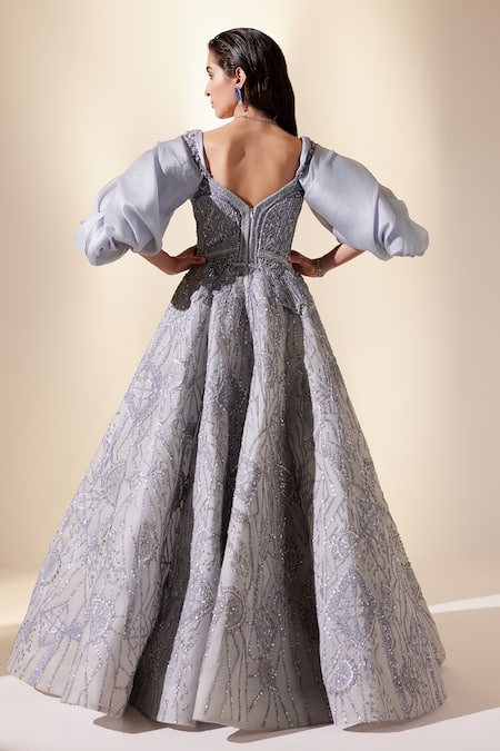 Adaara Couture Geometric Embroidered Gown 