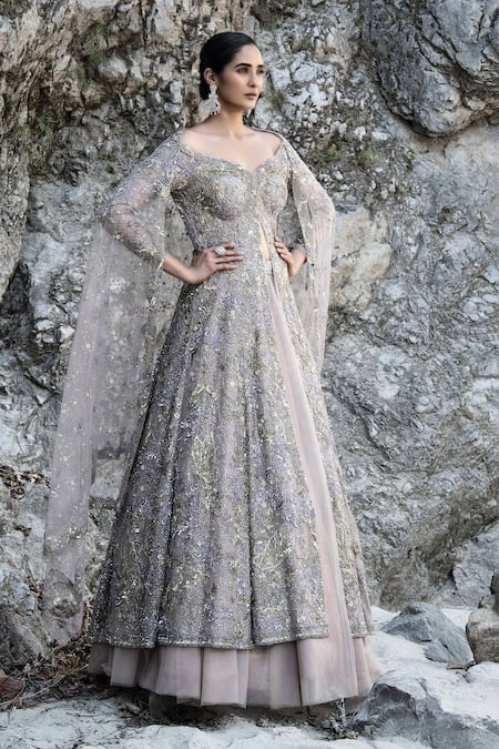 Presto Couture Scattered Sequin Embroidered Jacket Lehenga Set 