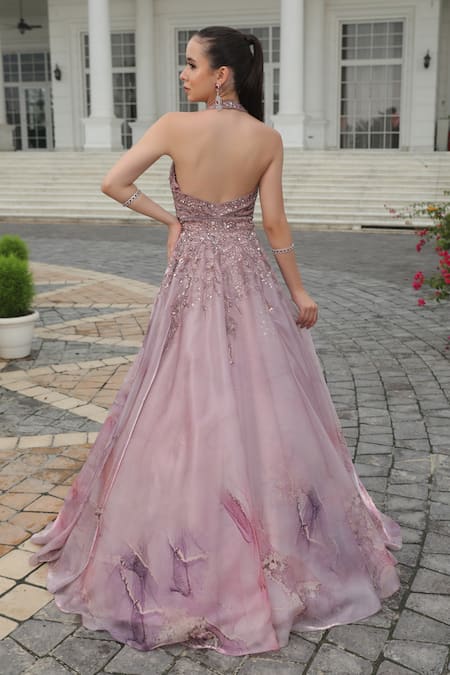 Presto Couture Abstract Print Gown 