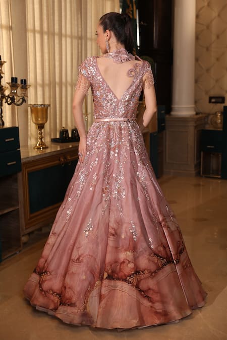 Presto Couture Crystal Tassel Embellished Gown 