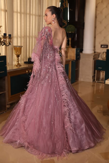 Presto Couture Silk Organza Embroidered Gown 