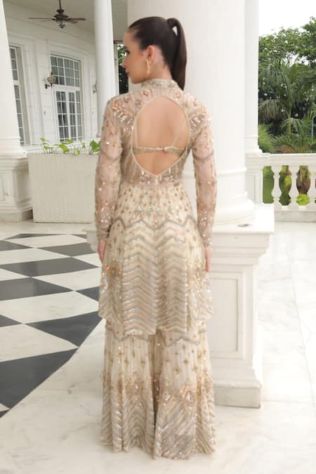 Presto Couture Diamond Hand Embroidered Kurta Sharara Set 