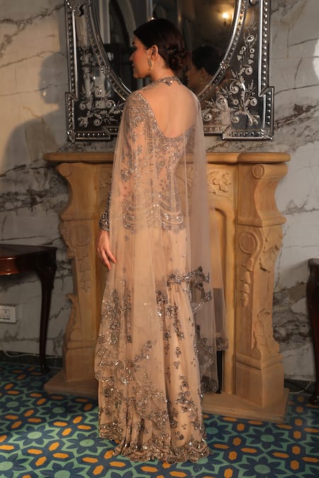 Presto Couture Flower Vine Hand Embroidered Kurta Sharara Set 