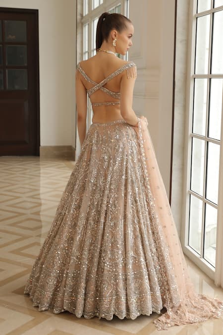 Presto Couture Peacock Hand Embroidered Lehenga Set 